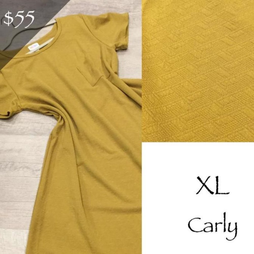 Lularoe CARLY TEXTURED Swing Dress in Gold Size XL~ New with Tags